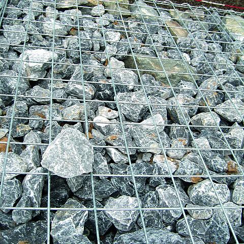 Enchimento de pedra estável à pressão e à prova de gelo - Gabião - Componentes: Huesker Products