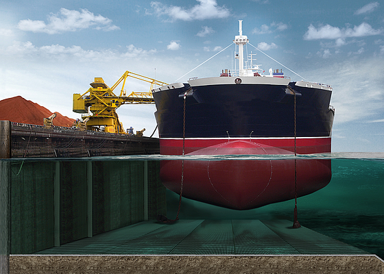 Esteiras Incomat® para proteção de ancoragens: Solução robusta para lajes de betão contra a erosão em portos marítimos