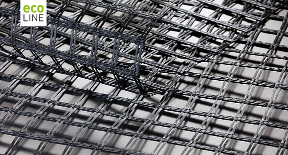 Amostra Fortrac eco  Amostra ecológica Fortrac preta feita de PET reciclado