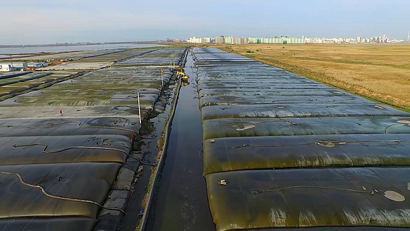 Enchimento de lodo personalizável com mangueiras de desaguamento SoilTain Quantidade flexível de enchimento com as mangueiras de desaguamento SoilTain