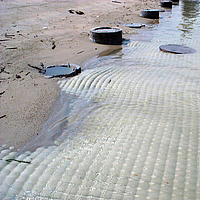 Esteiras de betão geossintético para proteção do fundo da bacia portuária